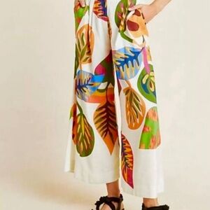 Farm Rio | Anthropology Palm Leaf Wide-Leg Pants XS**